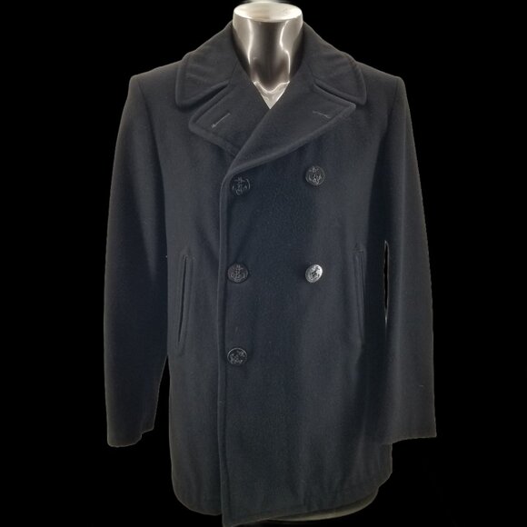 Naval Overcoat COLLECTION US NAVY Enlisted Pea Coat Jacket Black Size 40R - Picture 1 of 9